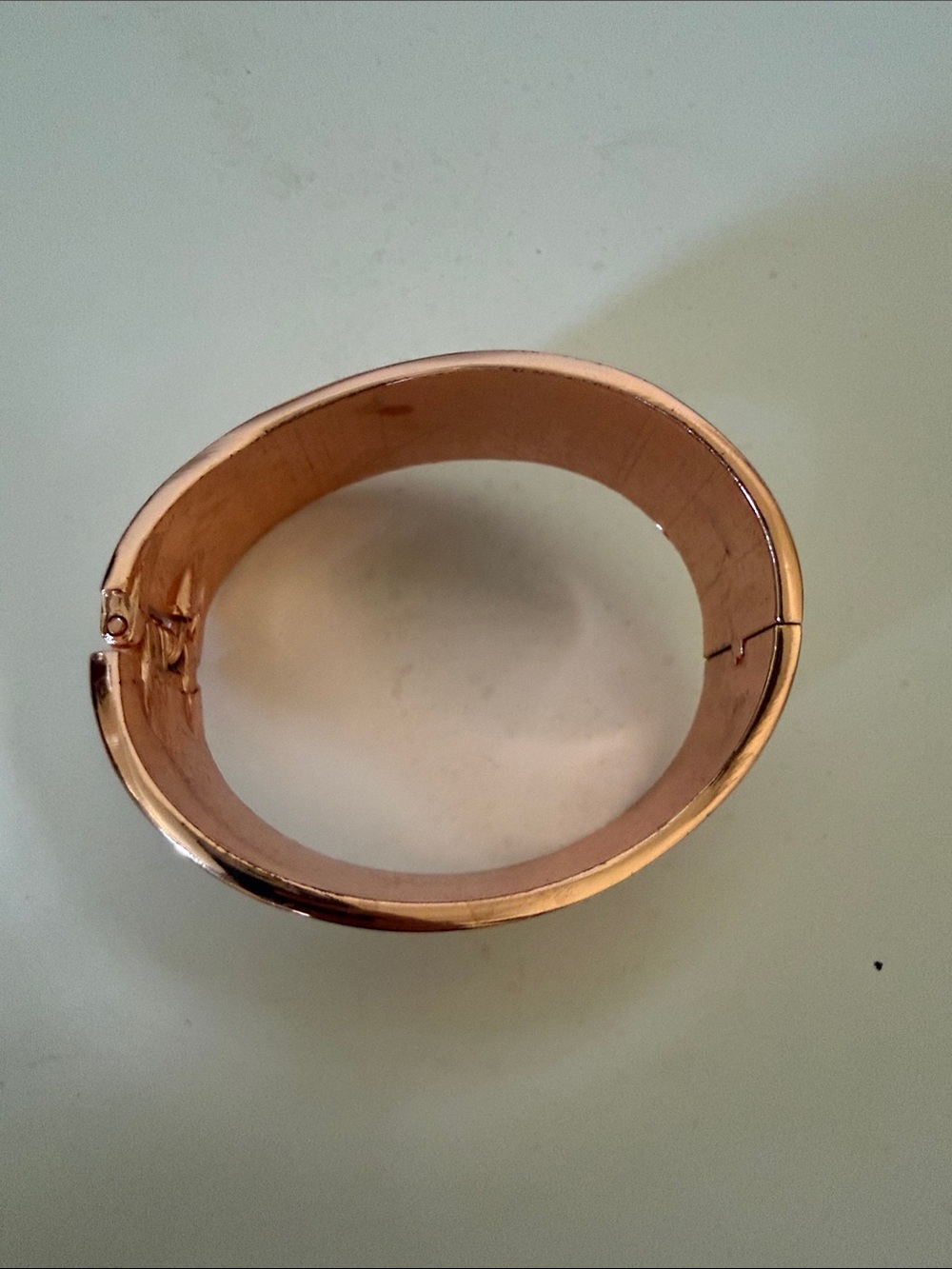 Women's Rose Gold-Tone Wide Cuff Bracelet - Elegant Minimalist Style - Picture 2 of 3